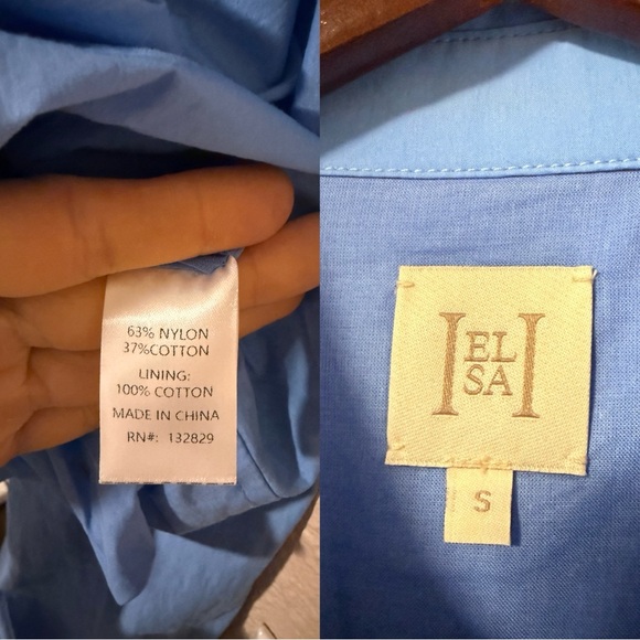 NWOT Helsa Bubble Shirt Blue Cropped Poplin Top Summer S Holiday Chic Cute Top - Picture 7 of 7
